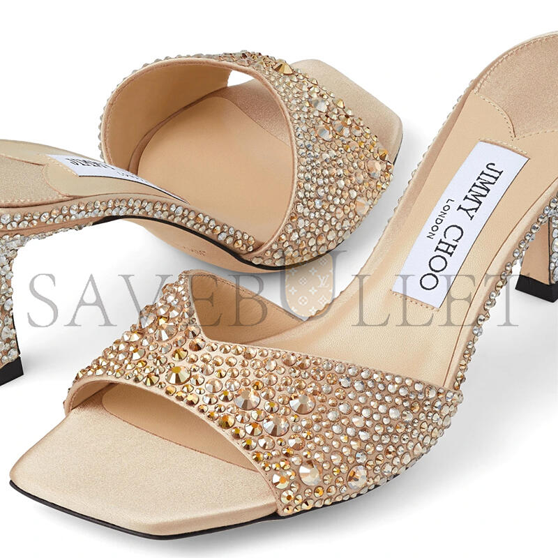 Ji*y Ch* skye 70 gold satin crystal sandals skye70dkx